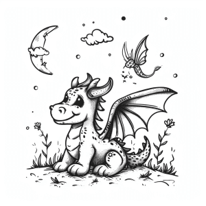 Dragon's eye and mysticism - Dragons in the mystical world - coloring picture