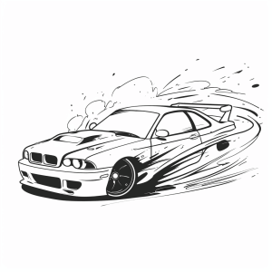 Drift car in action - Drift car coloring page for kids