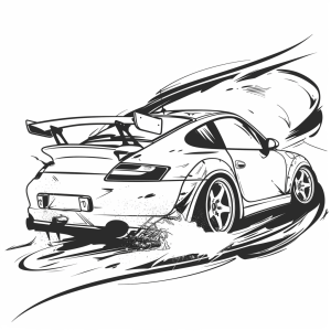 Drift car in action - Drift car in action coloring page