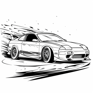 Drift car in action - Drift car in action coloring page