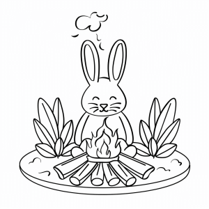 Easter bonfire - Easter bonfire with bunny coloring picture