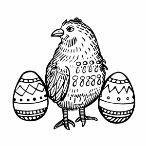 Easter breakfast - Easter breakfast with chicks - coloring page