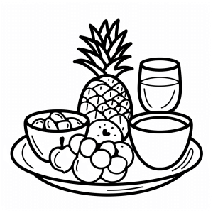 Easter brunch - Colorful Easter brunch coloring page for kids