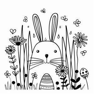 Easter bunny - Easter Bunny Garden Coloring Page