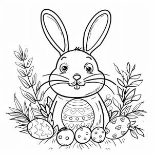 Easter card - Easter bunny coloring page