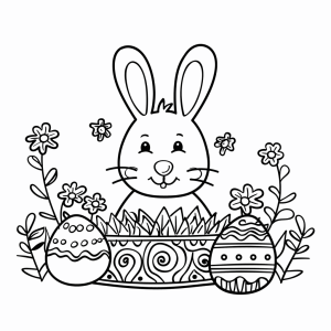 Easter card - Easter bunny coloring page