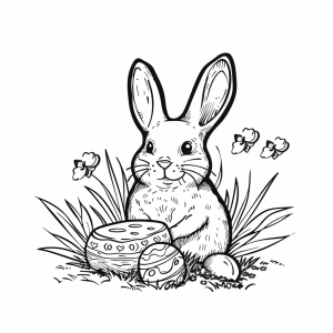 Easter chocolate - Easter bunny with chocolate coloring page