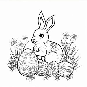 Easter decoration - Easter bunny coloring picture - fun for the holidays