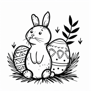 Easter decoration - Easter bunny with Easter eggs coloring picture