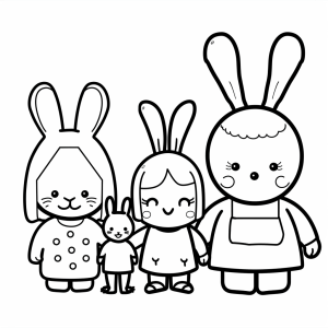 Easter family - Easter bunny family to color in