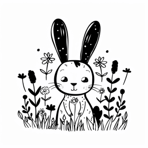 Easter friends - Easter bunny in the flower meadow to color in