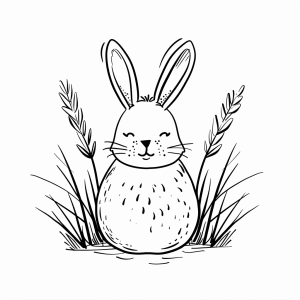 Easter grass - Easter bunny in the grass coloring page