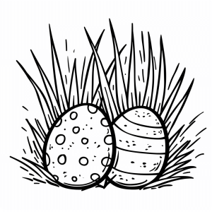 Easter grass - Easter grass with hidden eggs - coloring and discovering