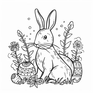 Easter joy - Easter bunny coloring picture for colorful painting fun