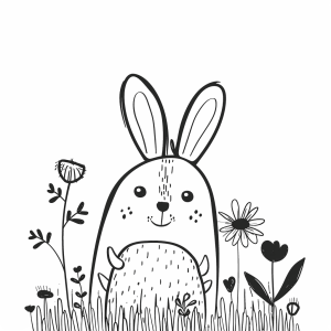 Easter meadow - Easter bunny in the meadow coloring picture