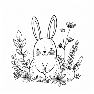 Easter meadow - Easter bunny on the flower meadow coloring page