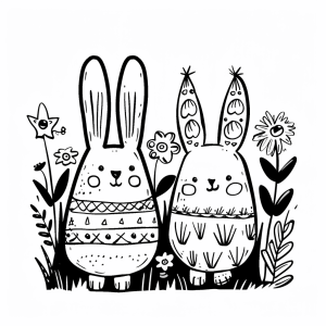 Easter Monday - Easter bunny coloring page