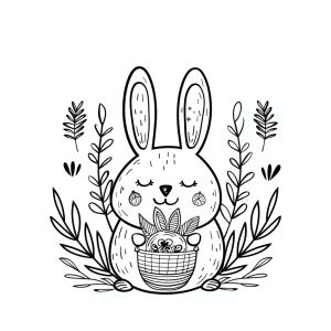 Easter moon - Happy Easter bunny coloring picture