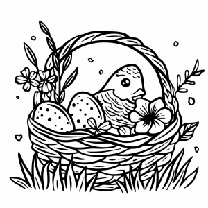 Easter nest - Colorful Easter basket to color in