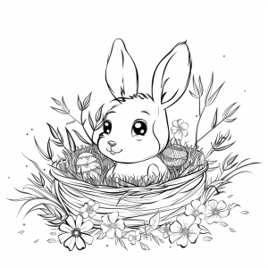 Easter nest - Easter bunny in the nest coloring page