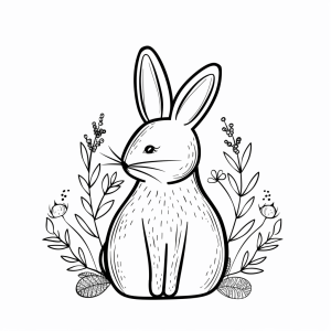 Easter star - Easter bunny with flowers coloring picture