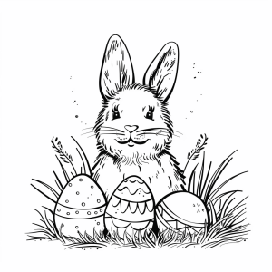 Easter surprise - Easter bunny with eggs to color in