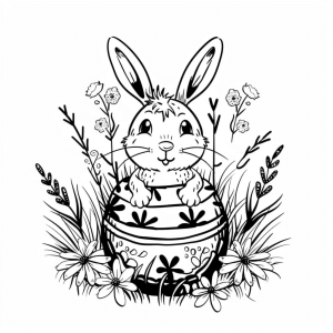 Easter time - Easter bunny in the spring meadow coloring page