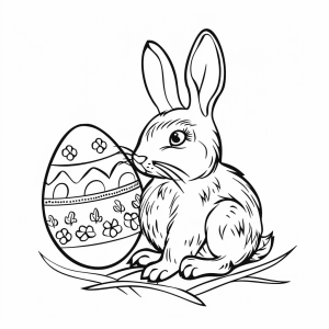 Easter tradition - Easter bunny coloring picture for children