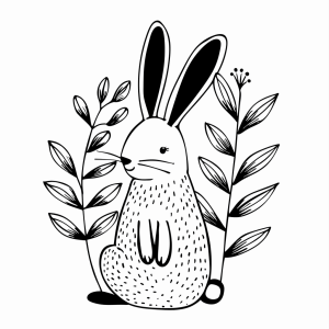 Easter tree - Cheerful Easter bunny to color in