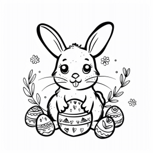 Easter vacation - Easter bunny coloring page for children