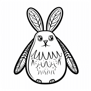 Easter wings - Easter bunny pen and ink drawing to color in