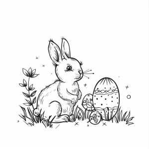 Easter wish - Easter Bunny With Easter Eggs Coloring Picture