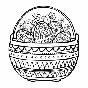 Egg basket - Easter basket coloring page with decorative eggs