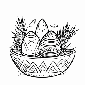 Egg basket - Easter nest coloring picture for children