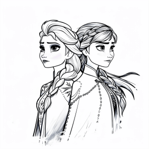 Elsa and Anna from Frozen - Elsa and Anna coloring picture for children