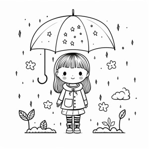 Emergency - Coloring page: Child under starry rain