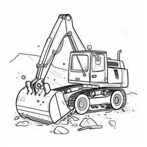 Excavator and bucket wheel action - Excavator coloring picture for little builders