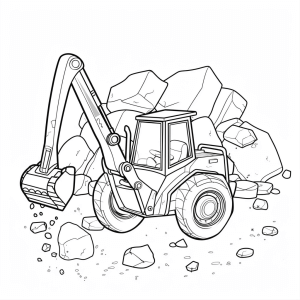 Excavator and bucket wheel action - Excavator coloring picture for little builders