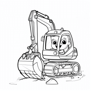 Excavator and demolition work - Coloring picture excavator on the construction site