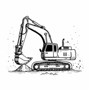 Excavator and demolition work - Excavator during demolition work Coloring page