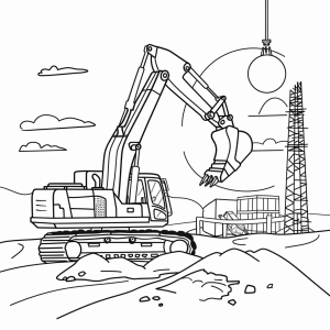 Excavator and sunset on the construction site - Excavator and sunset on the construction site