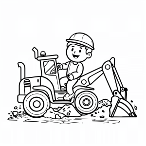 Excavator lifting tree trunks - Excavator lifting tree trunks coloring picture