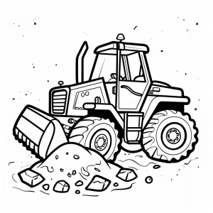 Excavator lifting tree trunks - Excavator lifting tree trunks coloring page