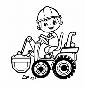 Excavator loading rubble - Children's excavator loading rubble coloring page