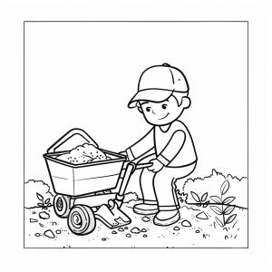 Excavator loading rubble - Excavator Loading Rubble Coloring Page