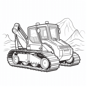 Excavator on construction site - Kids construction site vehicle coloring page