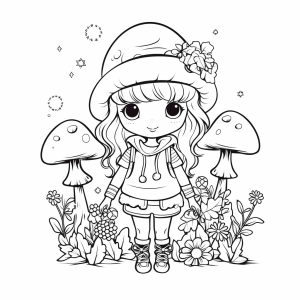 Fairy garden - Fairy garden coloring page for children