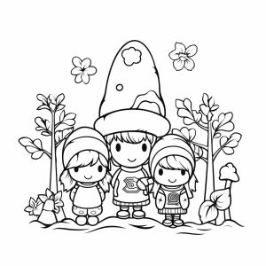 Fairy garden - Elves in the enchanted forest coloring page