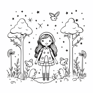 Fairy in the forest - Magical fairy in the forest to color in