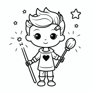 Fairy with magic wand - Fairies magic wand coloring page for kids